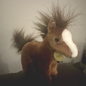 Aurora Miyoni Plush Horse Pony Brown Stuffed Animal Fluffy Mane 9.5" 2017 *Rare